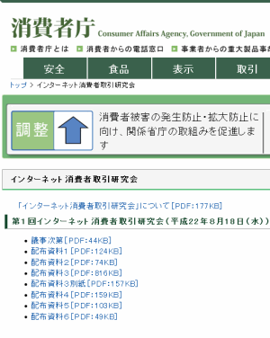 インターネット消費者取引研究会（消費者庁）