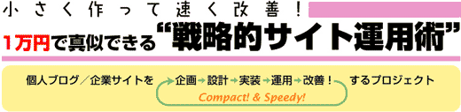 ［小さく作って速く改善］1万円で真似できる“戦略的サイト運用術”個人ブログ／企業サイトを企画→設計→実装→運用→改善！するプロジェクト