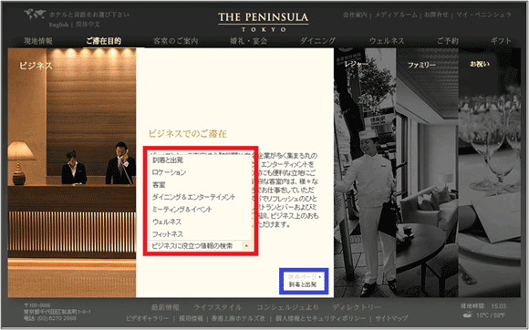 図7：「ご滞在目的」から「ビジネス」を選んで表示されたページで、プルアップをクリックした画面