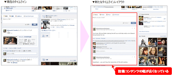Facebook、タイムラインの新たなレイアウトをテスト導入中
