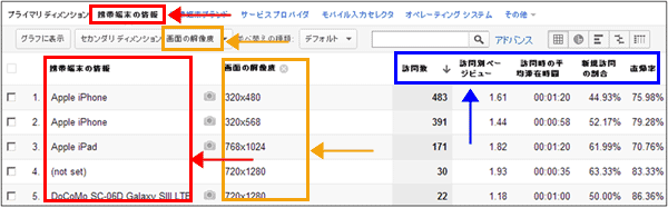 図6：セカンダリディメンションも表示したところ