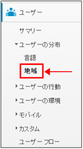 図1：［ユーザー］＞［ユーザーの分布］＞［地域］メニュー