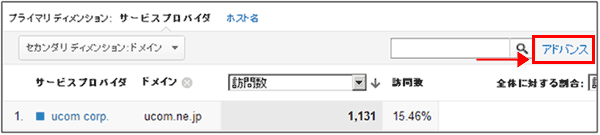 図5：「ドメイン」を表示した状態で「アドバンス」をクリックする