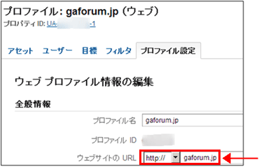 図2：「プロファイル設定」で「ウェブサイトのURL」で指定したURLが集計される