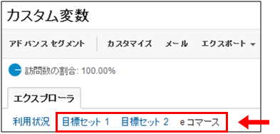 図4：カスタム変数のレポートで選択できる指標グループ