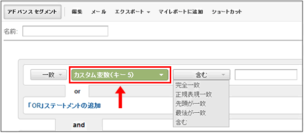 図8：カスタム変数でセグメントを切る