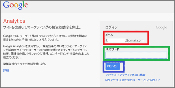 図2：Googleアナリティクスのログインページ