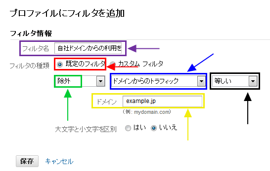 図2：「プロファイルにフィルタを追加」画面