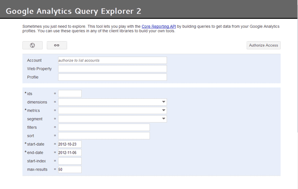 図9：「Google Analytics Query Explorer 2」