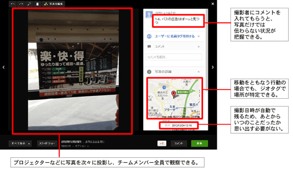 Google+で共有した様子。さまざまな情報を加えられる