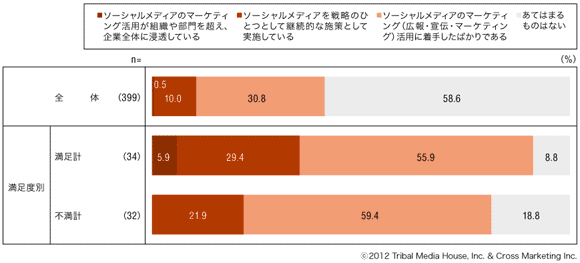 図9　ソーシャルメディアマーケティングの取り組み・活用度（活用満足度別）