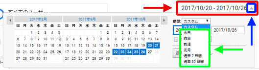 図3：集計対象期間のプルダウン表示