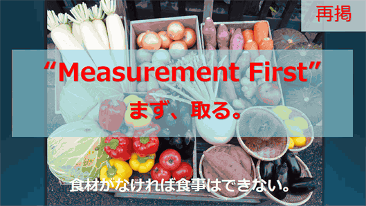 「Measurement Frst」は去年の資料の再掲。その重要性は今年も変わらない