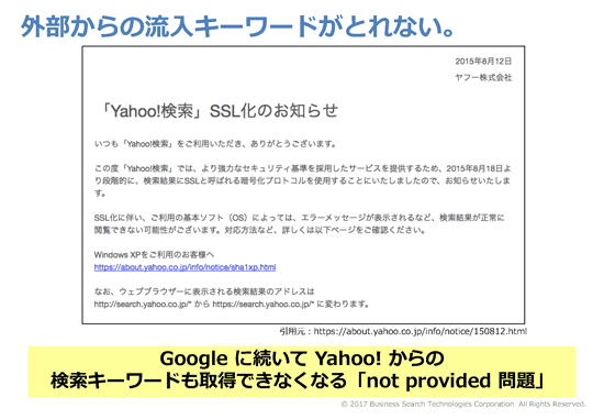 検索エンジンの常時SSL化が進行中。この影響で、検索キーワードをサイト運営者が把握にくくなっている