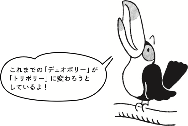 これまでの「デュオポリー」が
「トリポリー」に変わろうと
しているよ！