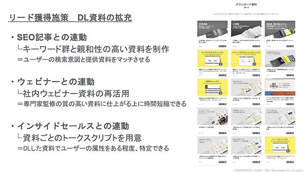 ダウンロード資料の拡充で意識された項目