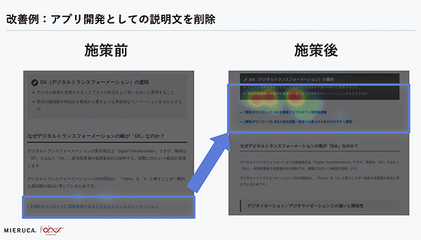 簡便性向上のためにCTAボタンを移動。多くクリックされるようになった