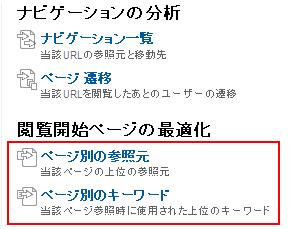 閲覧開始ページの参照元やキーワードを確認