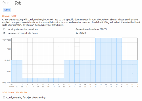 Bingウェブマスターツールのクロール設定画面