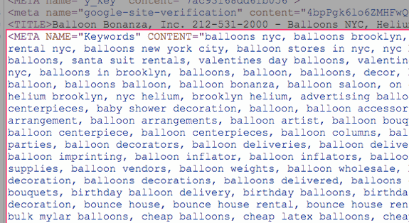 meta keywordsタグに詰め込まれたキーワード