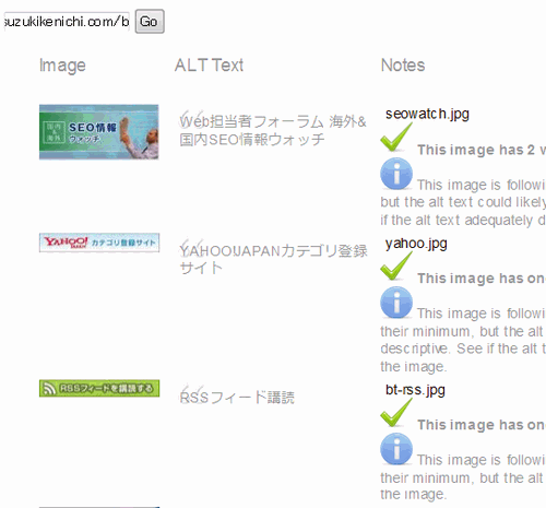 Image SEO Toolのチェック結果