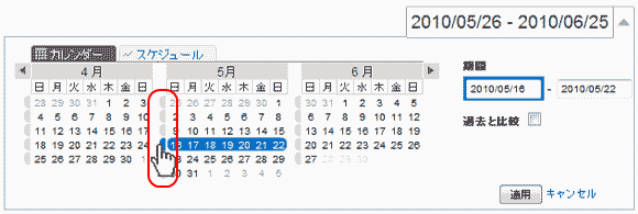 Google Analyticsで週を選択