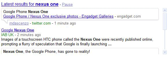 「nexus one」のリアルタイム検索結果