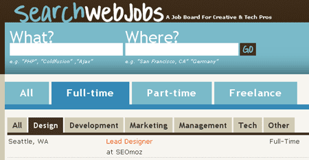 SearchWebJobs Dual Tab Interface