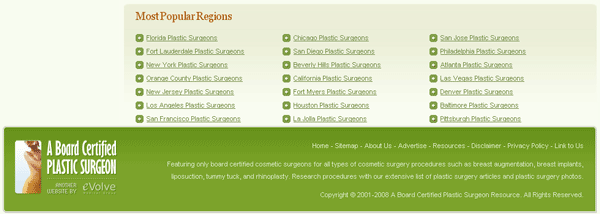 ABoardCertifiedPlasticSurgeonResource.com Footer Links