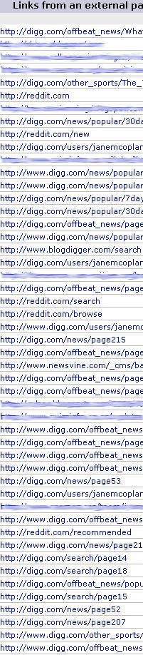 diggとredditで埋め尽くされた参照元のログ