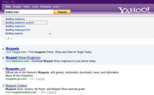 Purple Yahoo!の検索キーワード候補