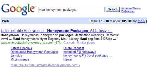 UnforgettableHoneymoonsのサイトリンク表示