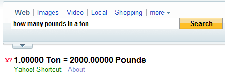 Yahoo! Search Results for Pounds in a Ton